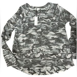 NWT - Michael Stars Madison Brushed Camo Cinder Long Sleeve Notch Neck - Size XL